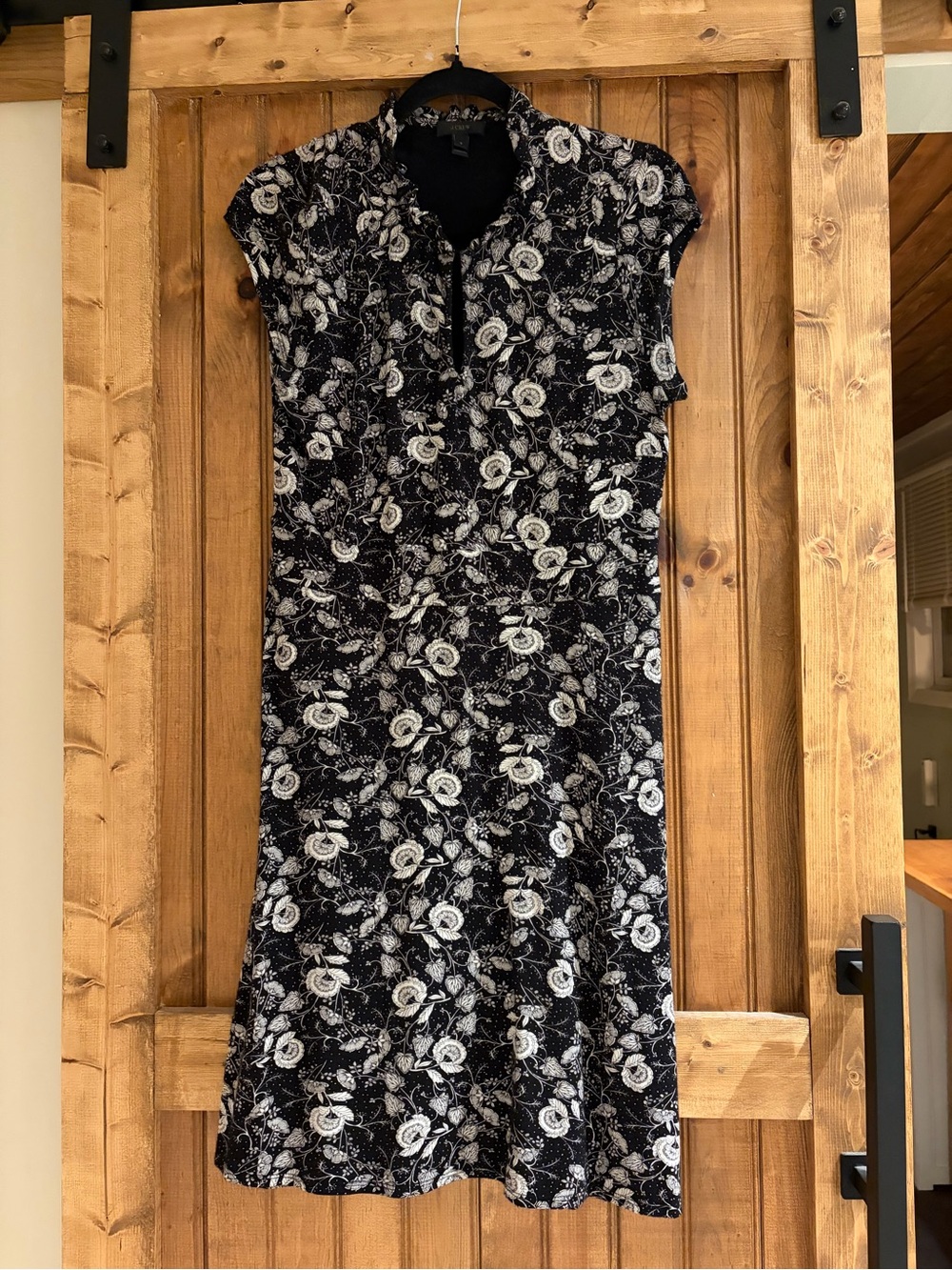 J. Crew Black and White Floral Midi Dress